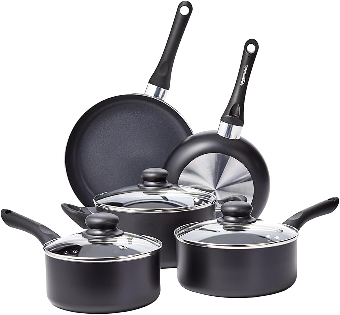 Non-Stick Kitchen Cookware 15-Piece Set with Stay-Cool Handles, Even Heating, Non-Induction, Includes Pots, Pans, and Utensils, Black