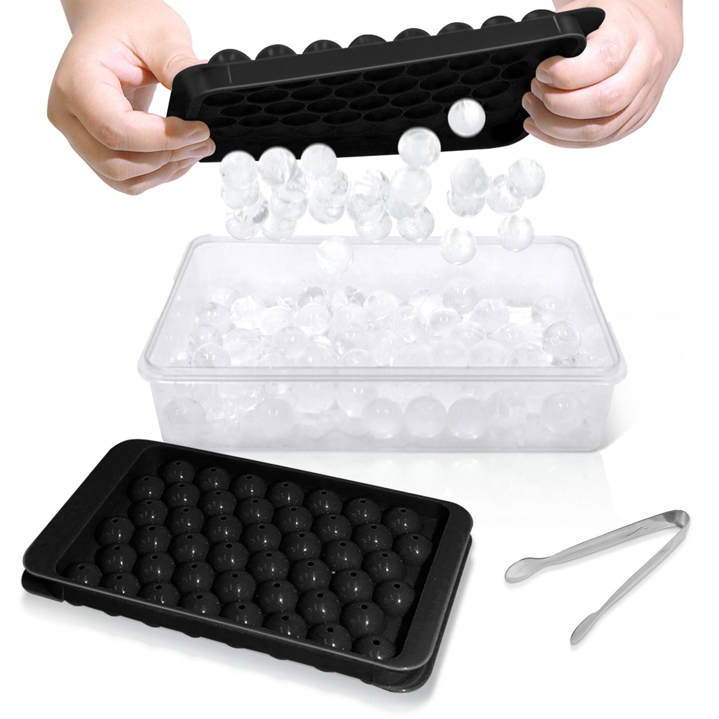 WIBIMEN Ice Cube Tray with Lid and Bin, 0.8" Round Ice Trays for Freezer
