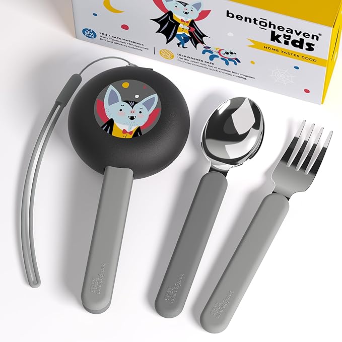 Bentoheaven Kids Utensils Set with Case, Reusable Fork & Spoon, Dachshund
