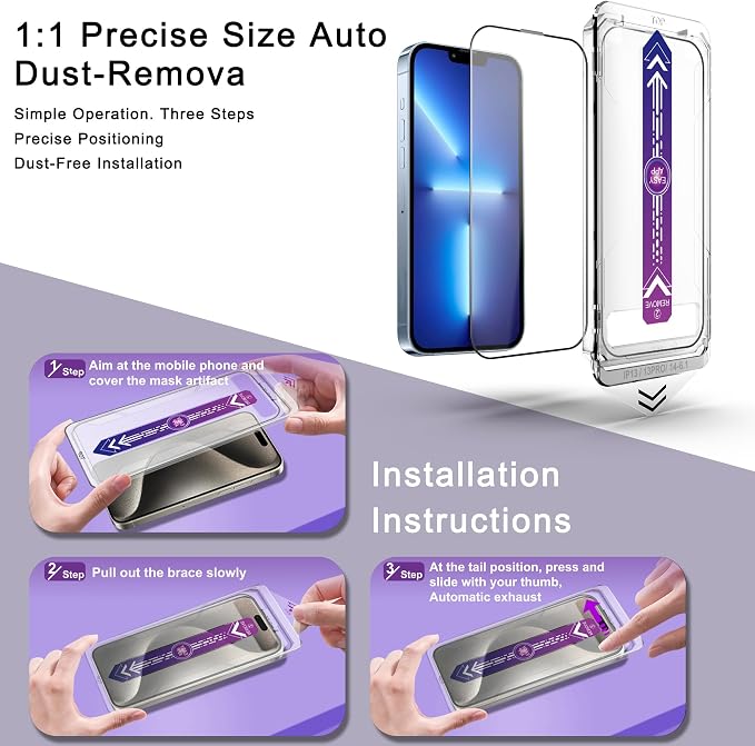 2 Pack Screen Protector for iPhone 16e/iPhone 14/iPhone 13 Pro/iPhone 13