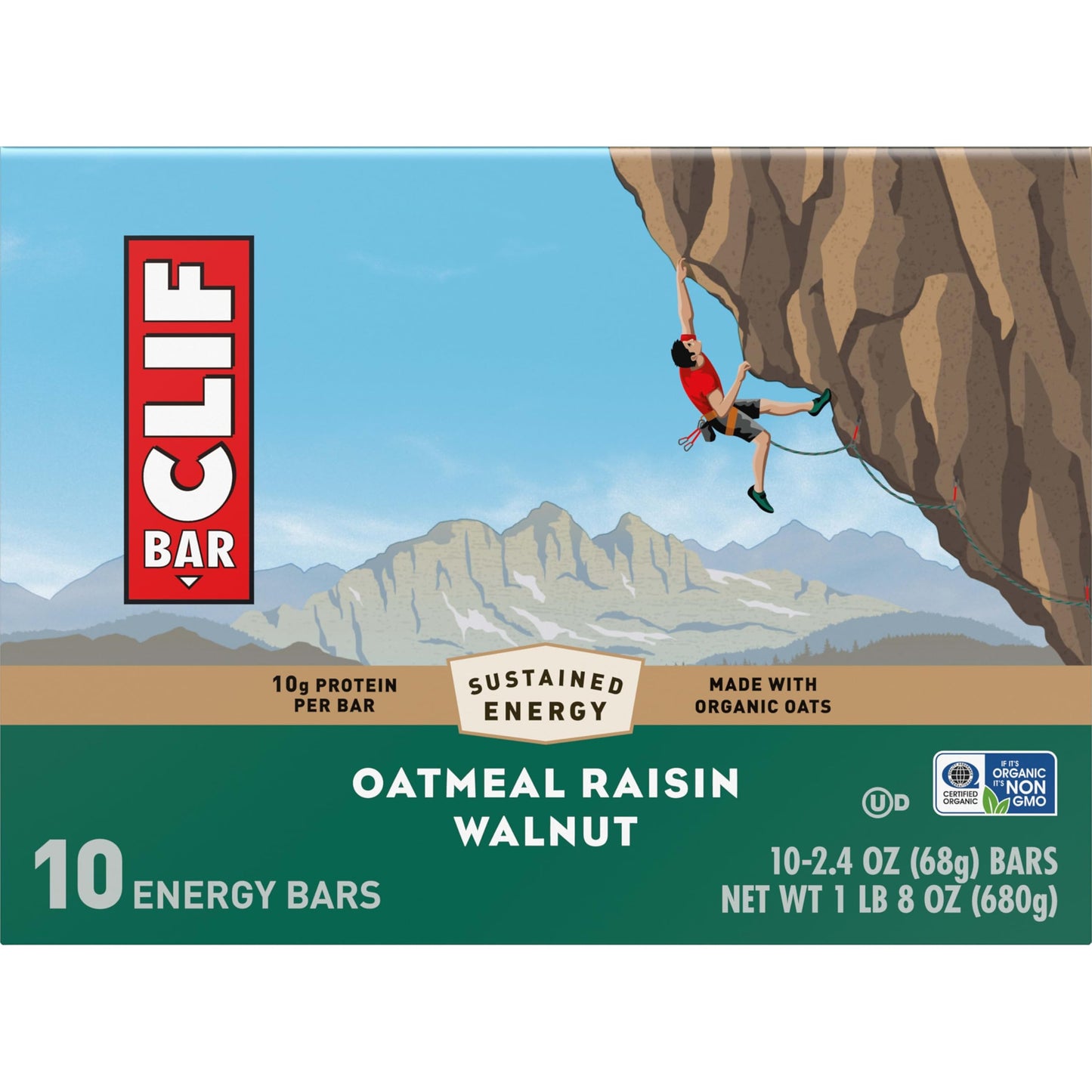 CLIF BAR Protein Energy Bars, Oatmeal Raisin Walnut, 10ct