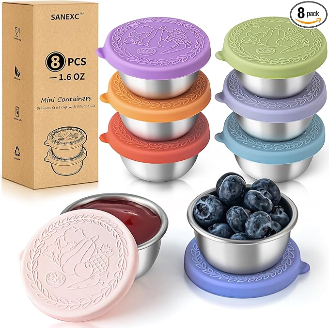 8 Pack - 1.6 Oz Small Salad Dressing Containers To Go, Sauce Cups with Lids
