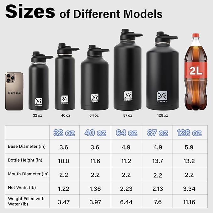 Insulated Water Bottle | Thickened Stainless Steel Vacuum Metal | Portable Sports Water Jug for Gym and Hiking with Straw, Carrier Bag, Handle Strap | BPA-Free 40 oz