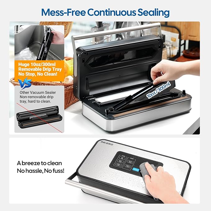 INKBIRD Pro Vacuum Sealer Machine INK-VS04, 160W Dual Pump, Liquid Mode