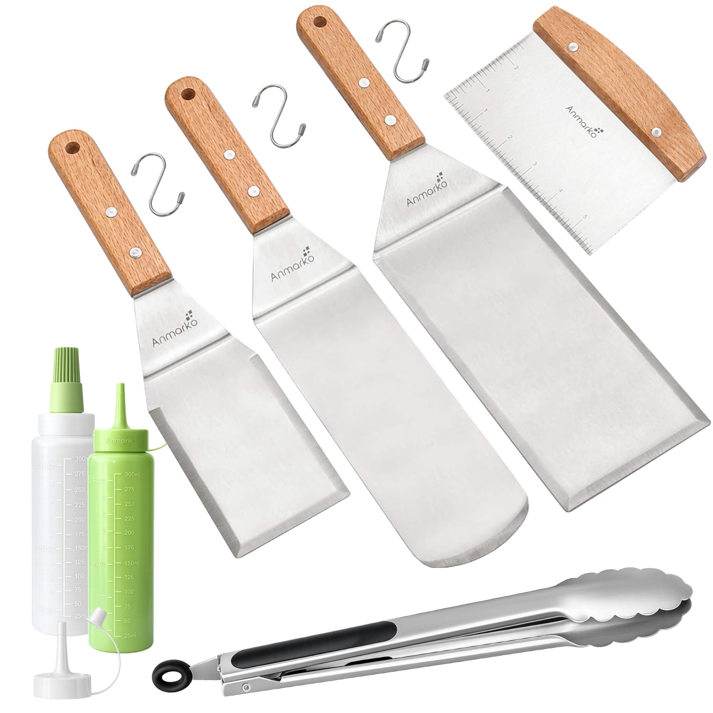 Metal Spatula Griddle Accessories Set - Griddle Scraper Flat Spatula Pancake Flipper Hamburger Turner - Metal Utensil great for BBQ Grill Flat Top Cast Iron Griddle - Commercial Grade