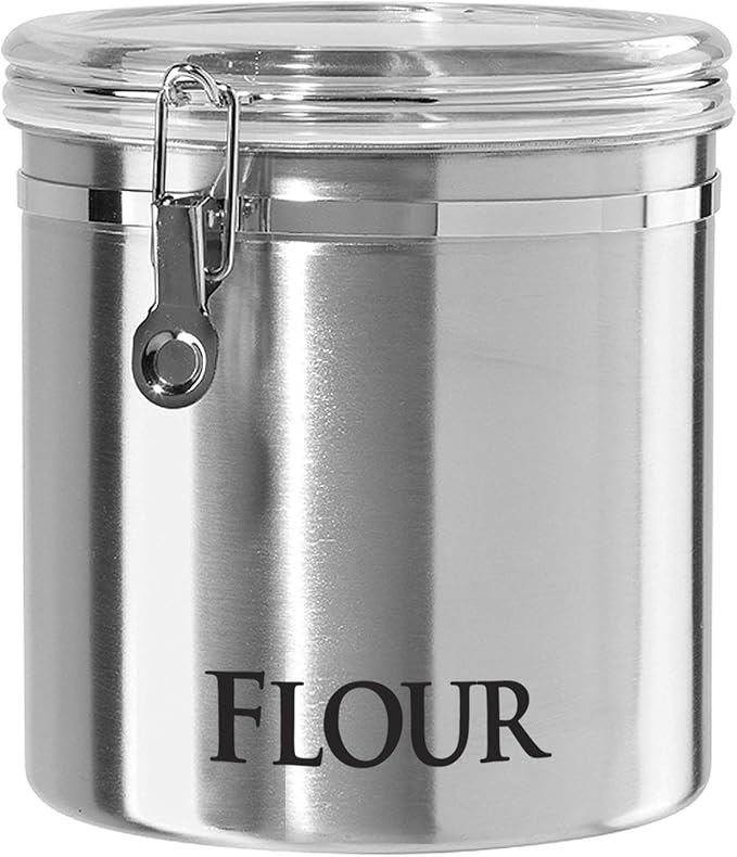 Oggi Jumbo 8" Stainless Steel Flour Clamp Canister - Flour & Food Storage