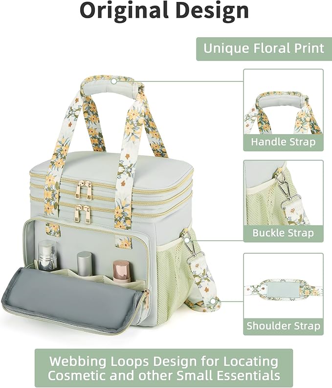 HSHRISH Expandable Lunch Box for Women, Double Deck Large Insulated Lunch Bag Women Leakproof Durable Lunch Cooler Tote Bag, Lightweight Cute Lunchbox for Work Outdoor Travel, Green
