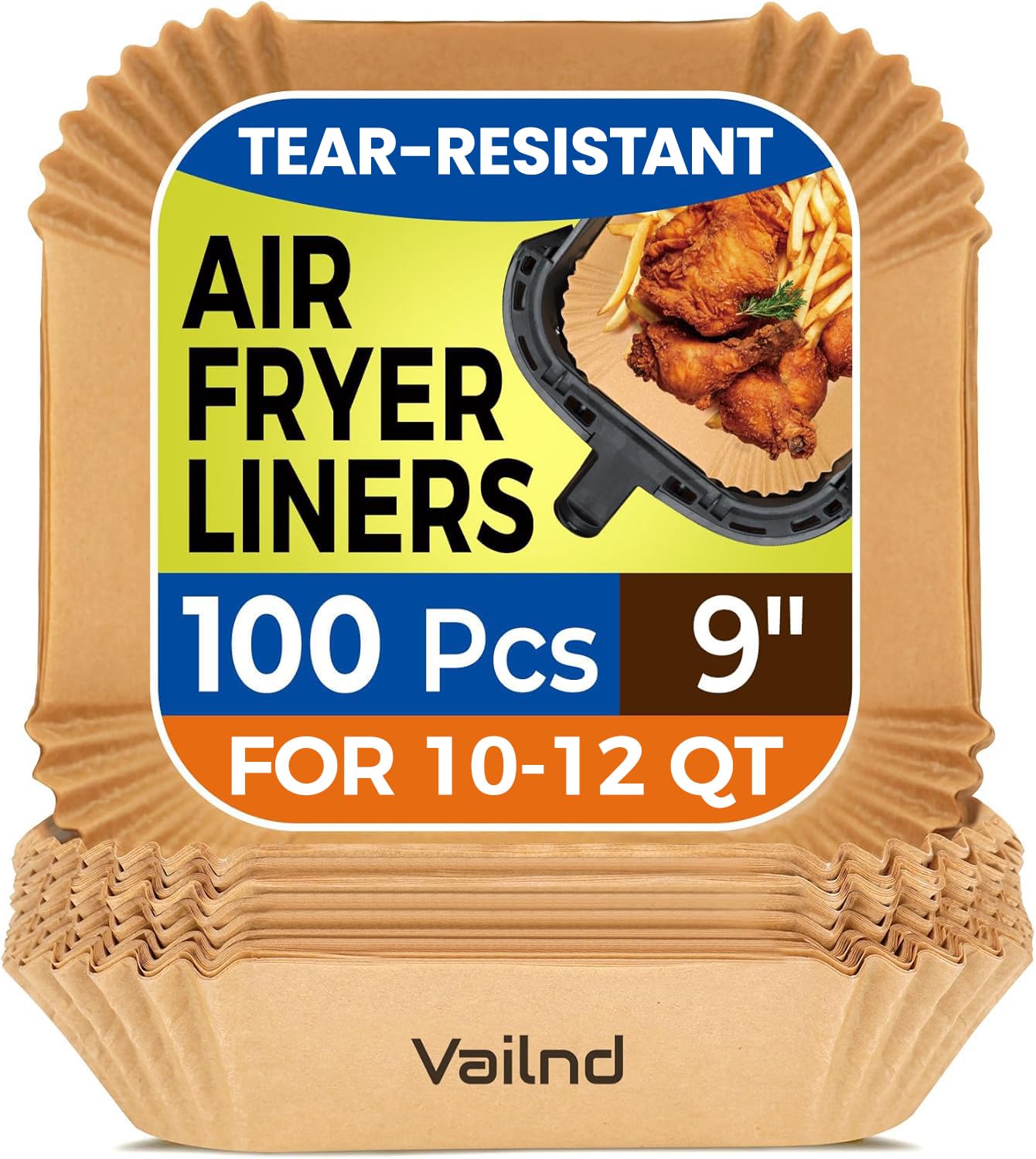 250 Pcs 9" Square Air Fryer Liners Disposable for 8-12QT, Parchment Paper