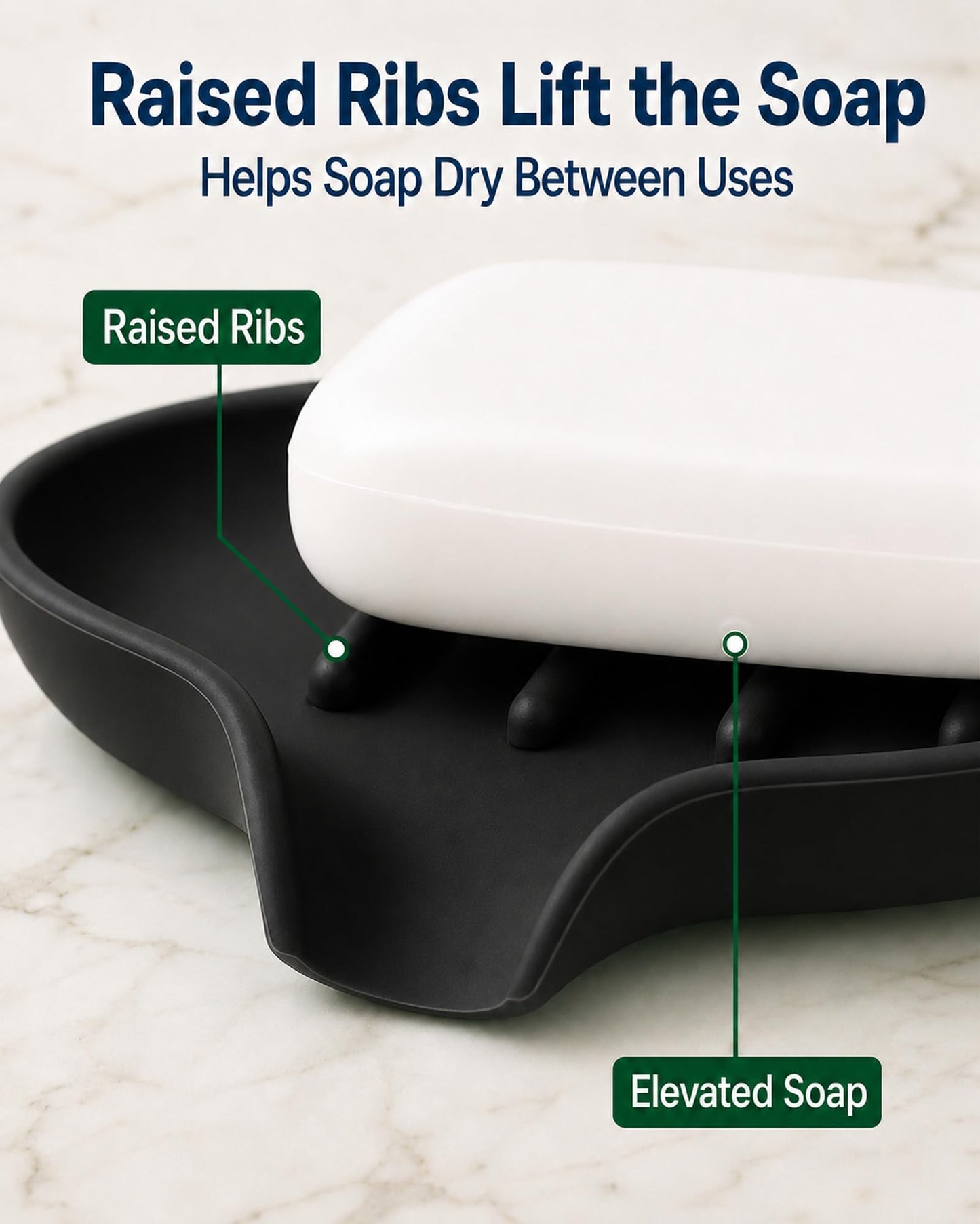 3 Pack Silicone Soap Dish for Shower, Bar Soap Holder with Drain Spout