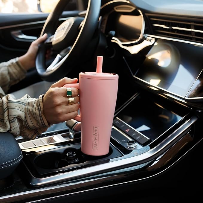 BrüMate Era 20 oz Tumbler with Handle and Straw | 100% Leakproof Insulated Tumbler with Lid and Straw | Made of Stainless Steel | Cup Holder Friendly Base | 20oz (Violet Crush)