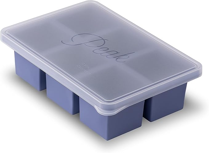 W&P Cup Cubes Silicone Freezer Tray with Lid, Charcoal, Makes 6 Perfect 1-Cup Portions, Freeze & Store Soup, Broth, Sauce, Leftovers, Dishwasher Safe