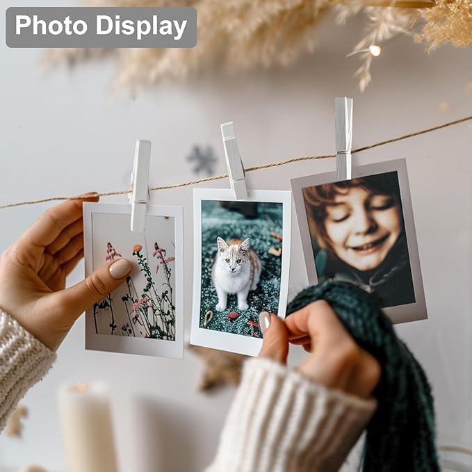 White Clothes pins 2.9inch 50PCS White, Colorful ClothesPins Wooden Clips for Photos Pictures Decorative Crafts, Decoration Colored clothespins Clothing Hanging clothespins