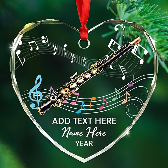 Personalized Drum Musical Instrument Glass Ornament, Customized Year Text Name Christmas Ornaments Gift for Drummer Husband Wife Dad Mom Kids, Unique Drum Set Glass Christmas Ornament for Birthday
