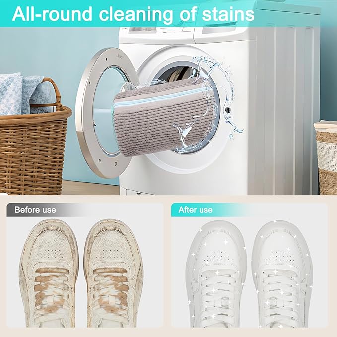 2Pcs Shoe Washing Machine Bag,Cleaning Bag for All Shoe Types,Laundry Shoe Bag for Washer and Dryer (Gray)