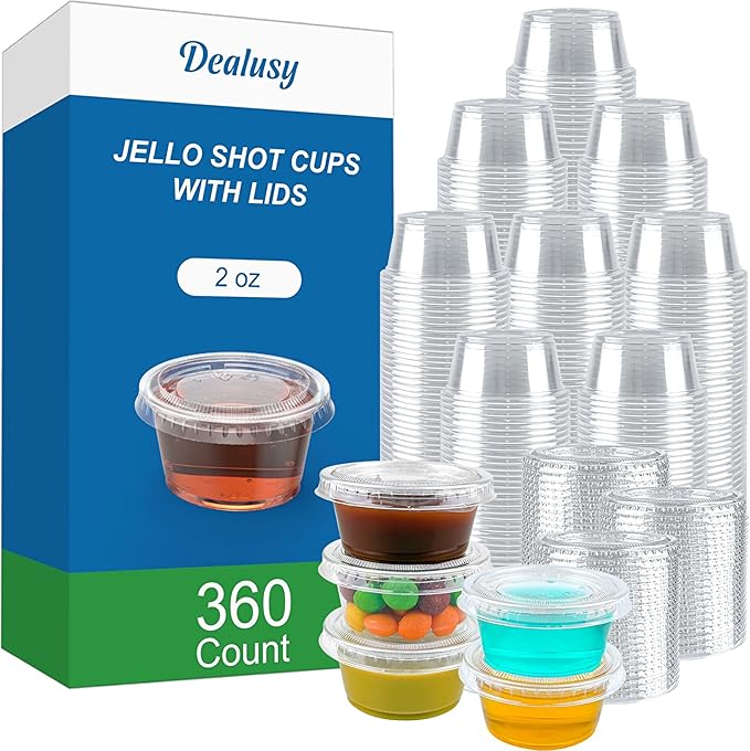 Dealusy 360 Set 2 oz Jello Shot Cups with Lids