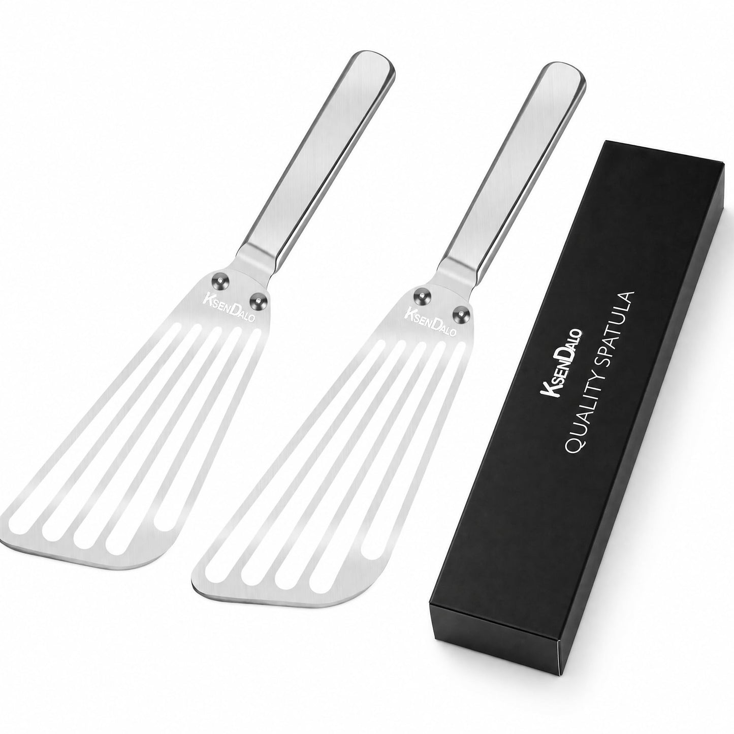 KSENDALO Flexible Fish Spatula Stainless Steel for Kitchen, Silver