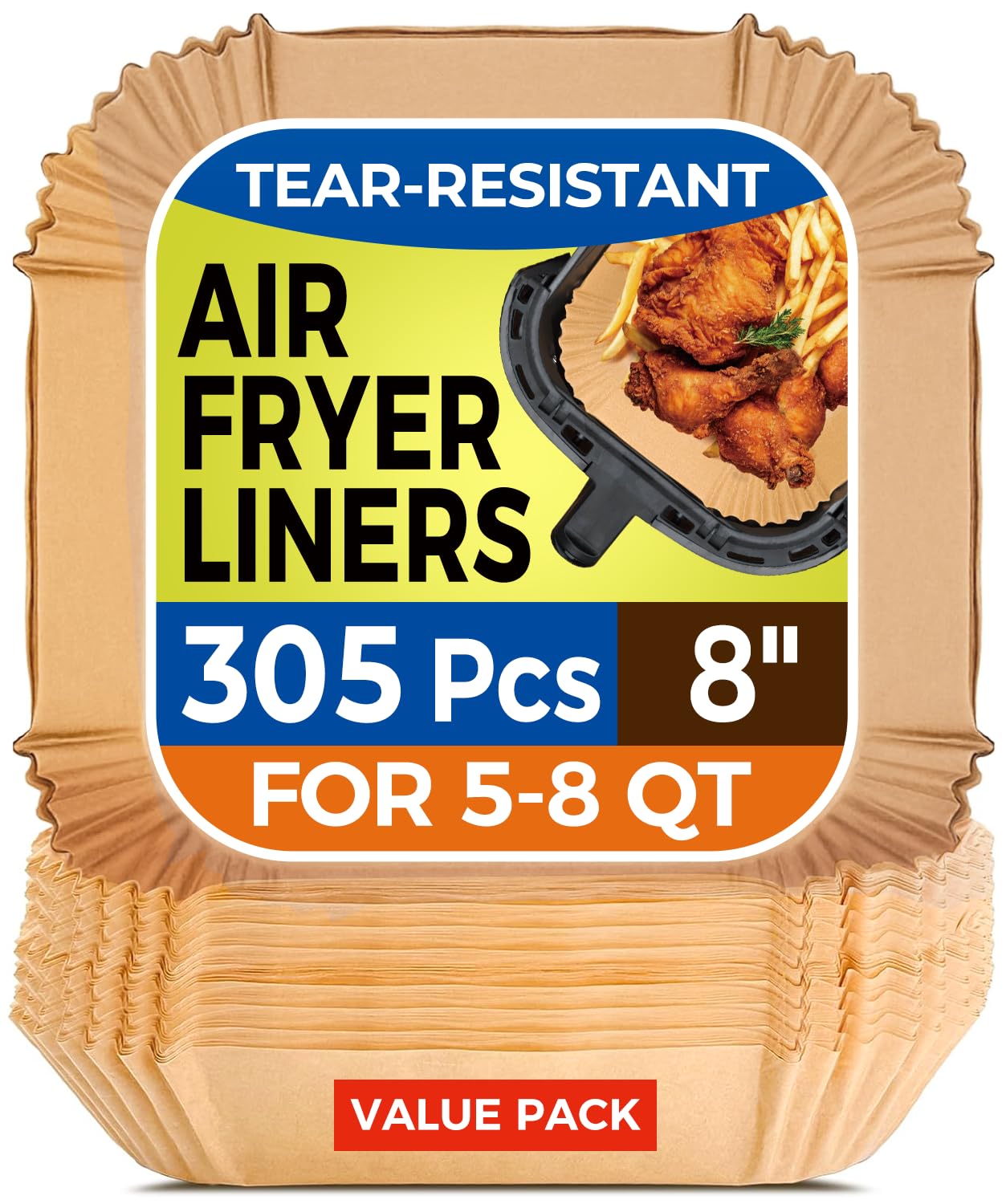 Vailnd Air Fryer Liners Disposable, 305 PCS 8" Round Air Fryer Paper Liners