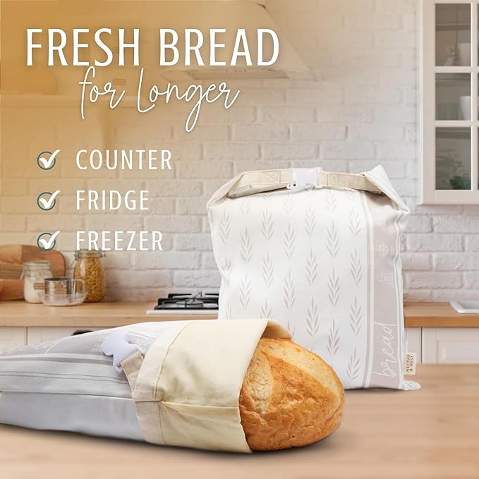 Nectar & Nest Reusable Beeswax Bread Bags for Homemade Bread & Sourdough – XL Eco-Friendly, Natural, Food-Safe Storage Bag to Keep Loaves Fresh Longer – Sustainable, Zero Waste