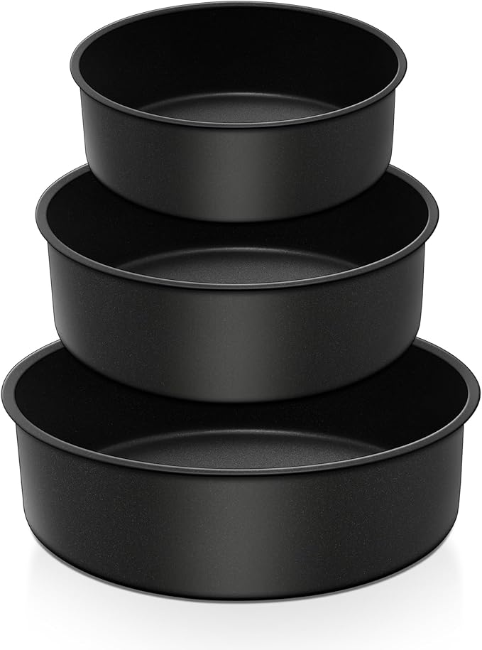 E-far Deep Cake Pan (4/6/8 Inch), 3PCS Nonstick Stainless Steel Cake Pans
