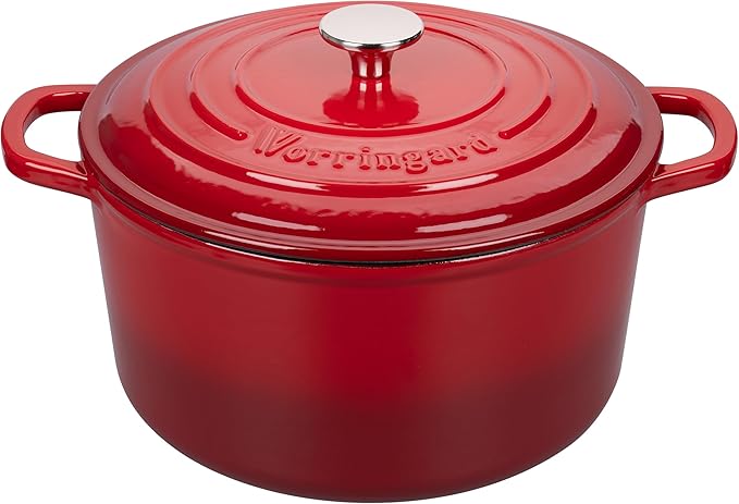 VORRINGARD Enameled Cast Iron Dutch Oven Pot with Lid, for Sourdough Bread Baking, Round Dutch Ovens, 4.5 Quart, Latte