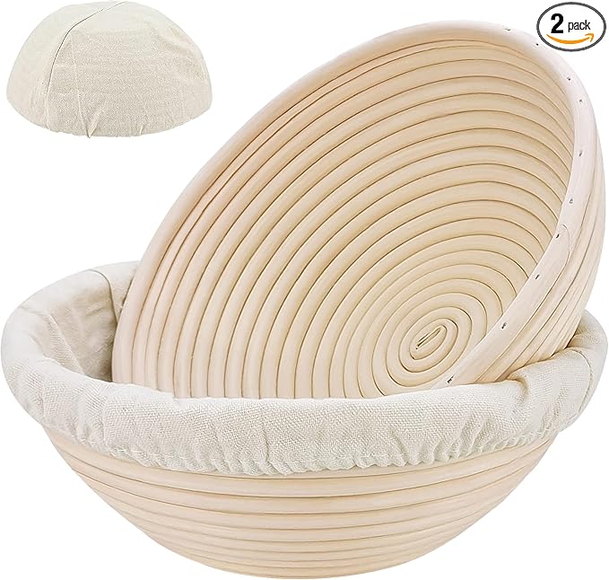 SnailDigit Banneton Bread Proofing Basket, 8.5 Inch, 2-Pack for Sourdough