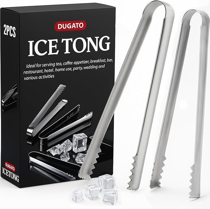 Cocktail Ice Tongs, 6-Pack Stainless Steel Bar Tongs, 6.3 In