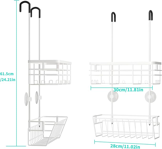 HapiRm Hanging Shower Caddy Organizer - No Drilling Shower Organizer with Inclined Shelf, Rustproof & Waterproof 304 Stainless Steel Bathroom Caddy - White