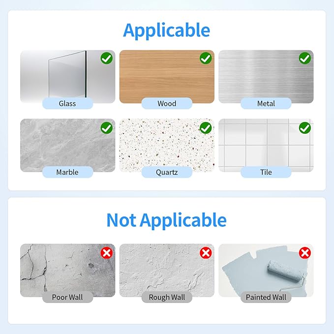Elegant Shower Caddy Adhesive Replacement, 6 PCS Strong Waterproof Adhesive Hooks and Strips for Shower Shelf and Bathroom Storage Shelf, No Drilling Also Fit Kitchen Rack