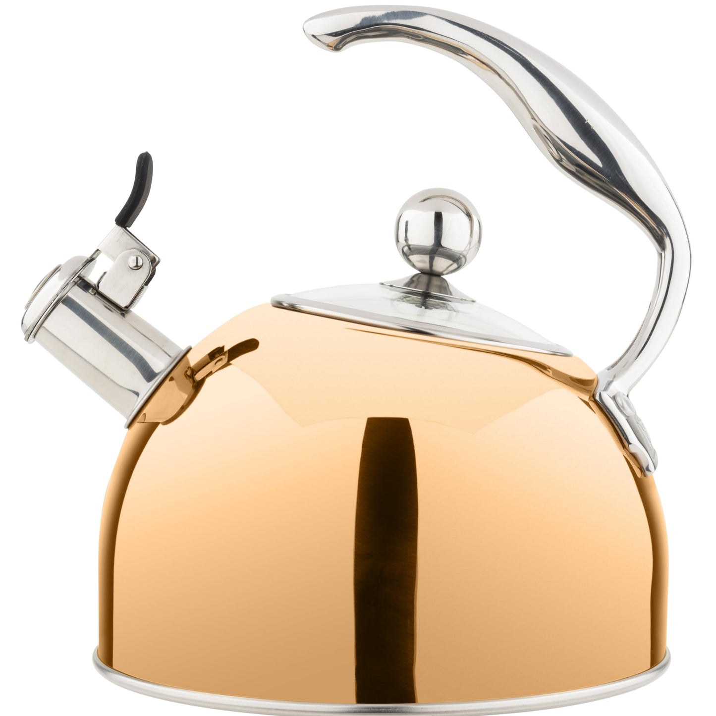 Viking 3-Ply Stainless Steel Tea Kettle, 2.6 Quart Stovetop Hot Water Pot with Tempered Glass Lid, Ergonomic Handle, Induction Ready, Mirror Finish