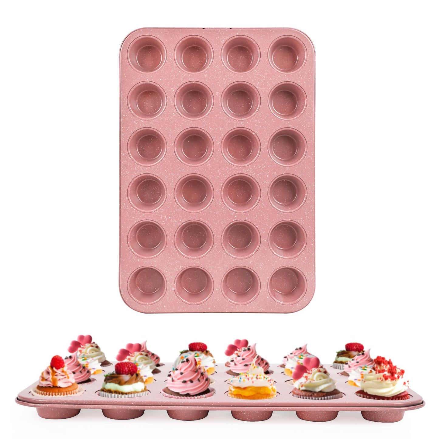 Spmarkt 2-Pack Light Blue 24-Cup Ceramic Mini Muffin Pan – Non-Stick Muffin Tin, PFOA-Free, Healthy Baking, Perfect for Cupcakes, Breakfast Treats & Party Delights