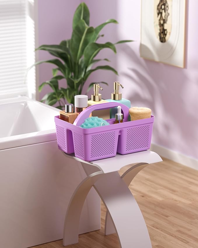 4 PCS Portable Shower Caddy, Integrated Handle, Reinforced Plastic, Organizer Storage Bathroom Supplies and Beauty Products, Cleaning Supplies, Shower Basket for Home, Dorm, Shelf and Cabinet