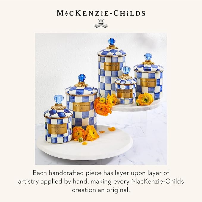 MACKENZIE-CHILDS Enamel Canister Set, Blue-and-White Royal Check