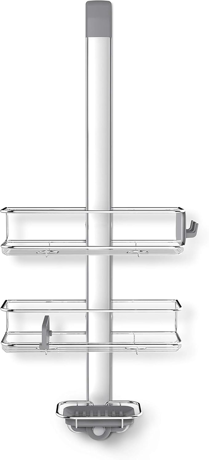simplehuman Over-Door Shower Caddy, Stainless Steel and Anodized Aluminum