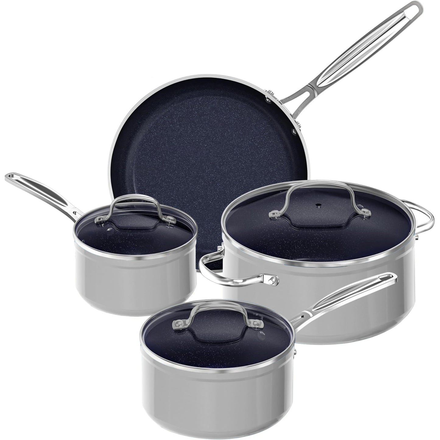 Nuwave 9pc Cookware Set Healthy Duralon Blue Ceramic Nonstick Coated