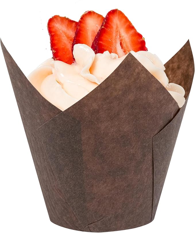 Tulip Cupcake & Muffin Liners – 50gsm Mini Floral Baking Cups – 250 Pcs Natural & Non Toxic Paper Wrappers for Wedding, Bakery, & Party Supplies, White, by BHI Packaging