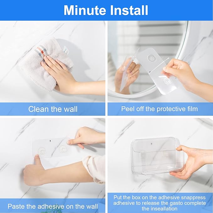 Diesisa 2pc Acrylic Wall Mount Organizer, Adhesive Clear Cabinet Door Organizer,Acrylic Shelves for Wall,No Drilling Hang Walls,with Self Adhesive Tape, for Bathroom, Kitchen, Living Room
