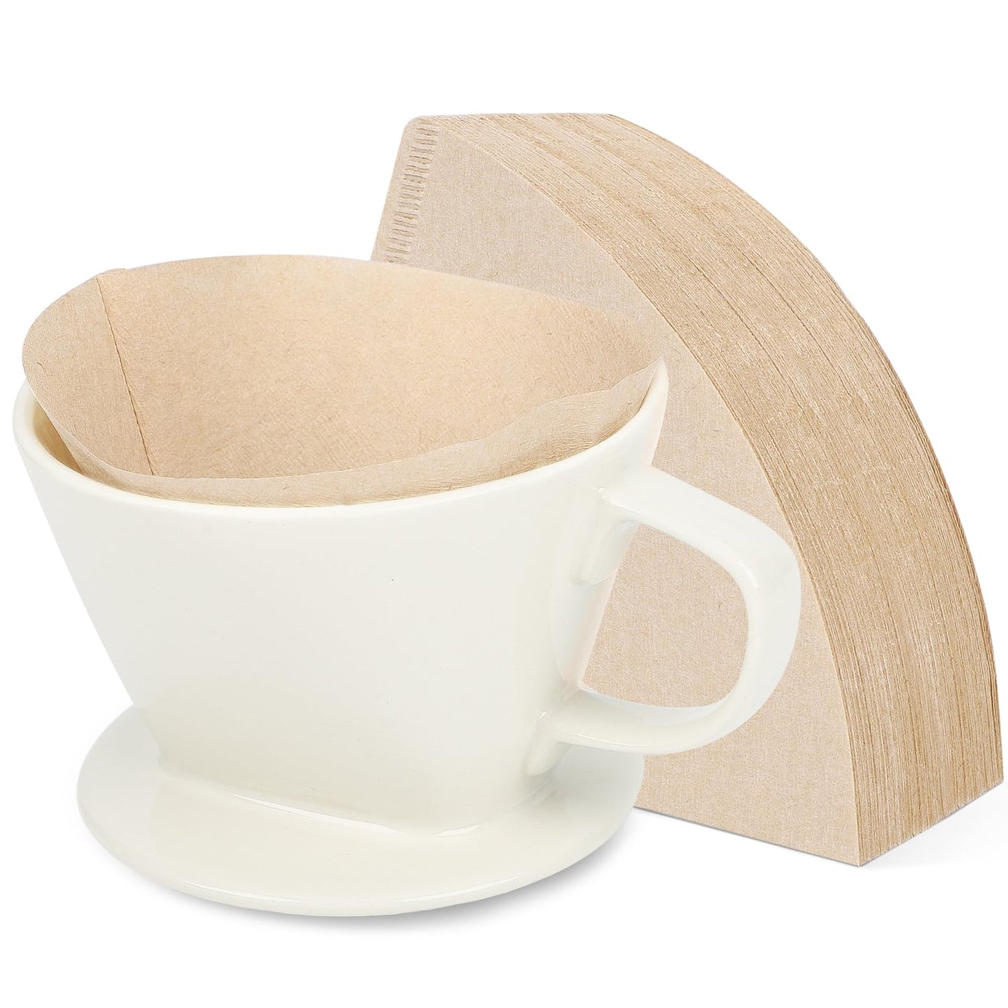 Segarty Camping Coffee Dripper Set, Collapsible White Silicone Coffee Maker with 200PCS Disposable Coffee Filter Cone Paper, Single Serve Dripping Brewer for Travel Backpacking
