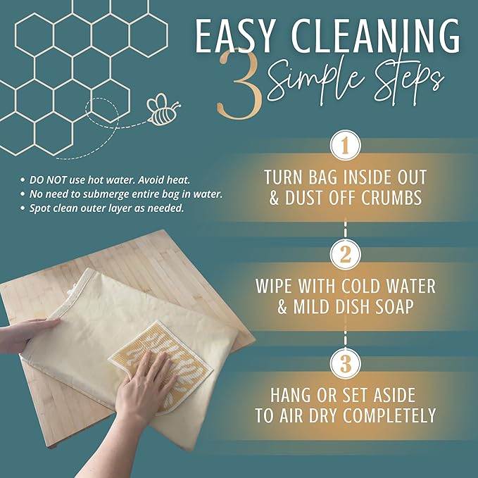 Nectar & Nest Reusable Beeswax Bread Bags for Homemade Bread & Sourdough – XL Eco-Friendly, Natural, Food-Safe Storage Bag to Keep Loaves Fresh Longer – Sustainable, Zero Waste