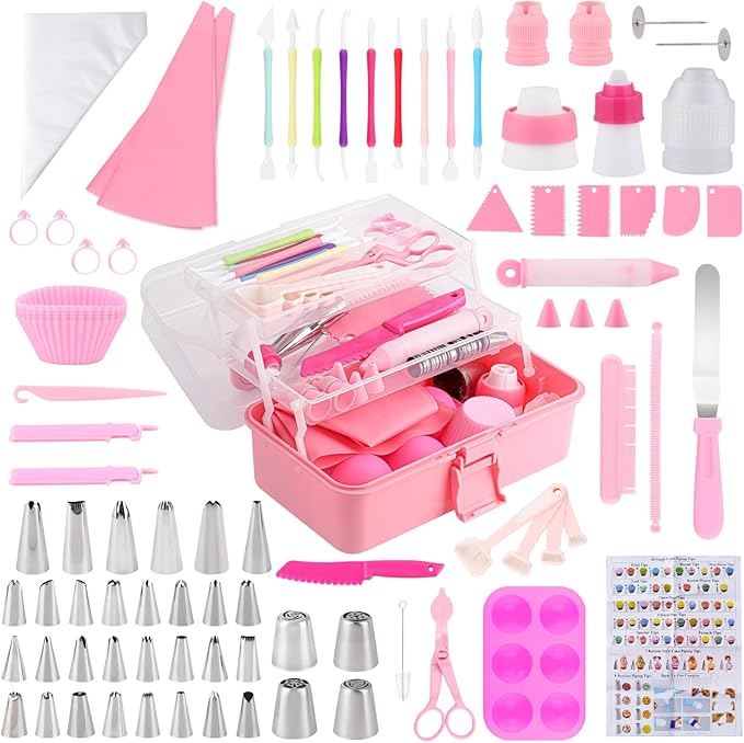 Cake Decorating Kit: Decorating Supplies Tools Kit 238 PCS Baking Accessories Include Spiping Bags and Tips Set, Piping Tips Set, Spatulas, Cake Scraper, 50 Piping Bags, Blue