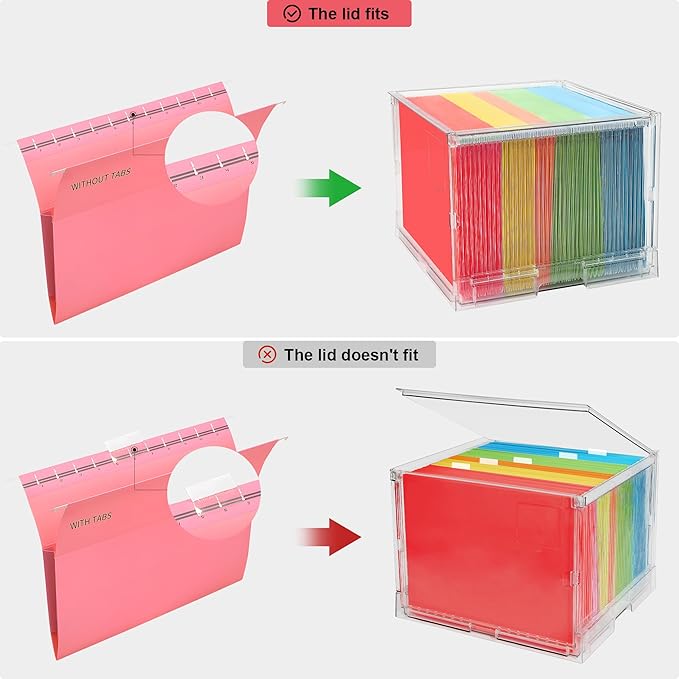 UMAIL File Box,Hanging File Organizer,Portable Storage Bins with Lids,Letter-size File Holder File Cabinet for Office/Home/Decor No Folders(1pack