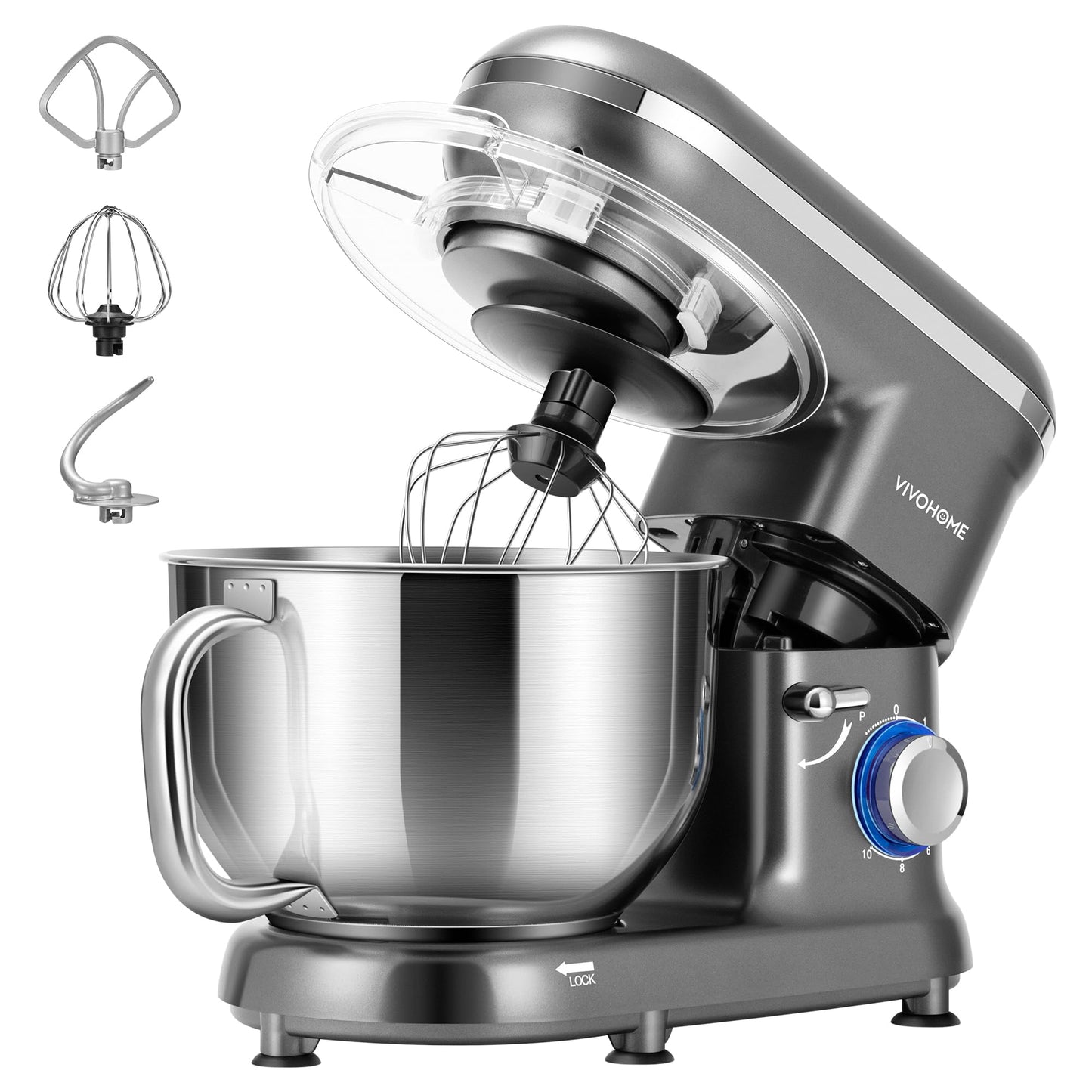 VIVOHOME Stand Mixer, 6-Quart Tilt-Head Kitchen Mixer with Bowl, Pink