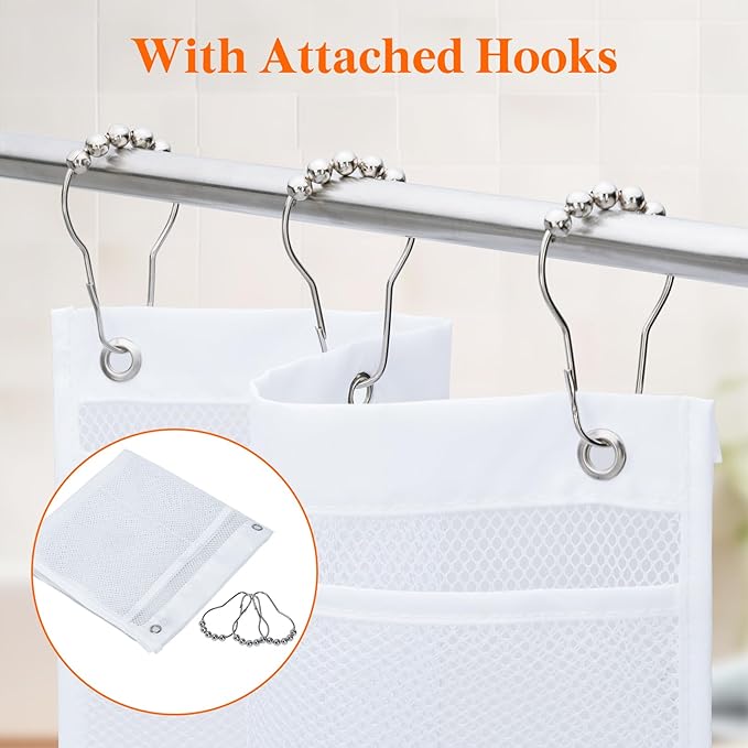 Lifewit Mesh Shower Caddy, 9 Pockets Hanging Shower Organizer with Quick Drying Mesh, Portable Space Saving Bathroom Organizer to Hold Soap, Shampoo and Cruise Ship Essentials, White, Large - 1 Pack