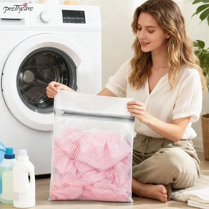 PrettyCare 3 Medium (12 x 16 in) Mesh Laundry Bags for Delicates, Durable Honeycomb Wash Bags with Premium Zippers - Laundry Essentials Mesh Bags for Lingerie, Bras, Socks, Sweater, Travel & Organize
