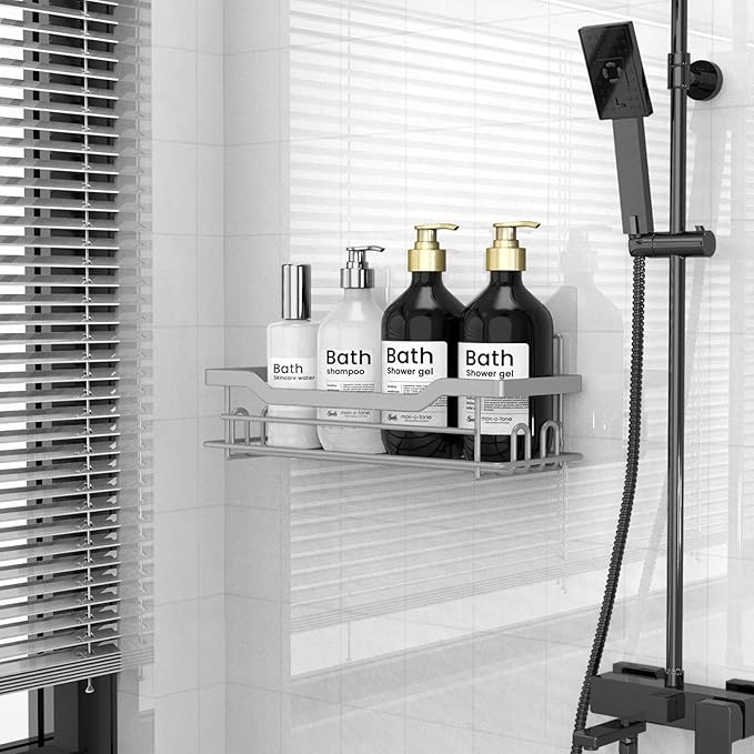 Shower Caddy Shelves Organizer, Single Pack, No Drilling Wall Mounted Self Adhesive Shower Shelves, Paint Nickel