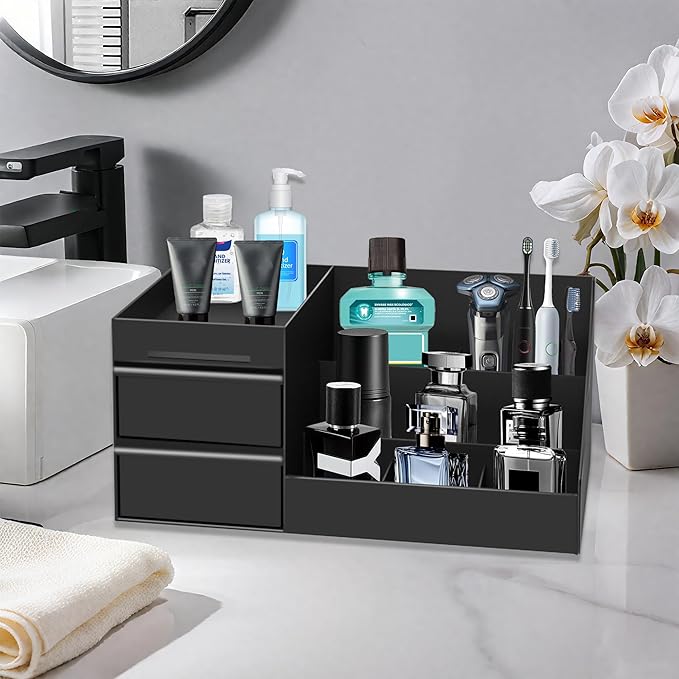 Cologne Organizer for Men, Perfume Organizer, Bathroom Counter Organziers and Storage, Black Mens Cologne Organizer, Perfume Display Stand for Vanity, Cologne Shelf for Mens Dresser, Bedroom