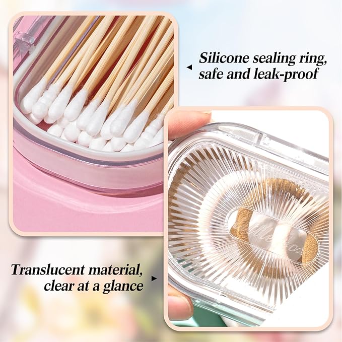 Kigley 4 Pcs Hair Tie Container Small Portable Travel Cotton Swab Holder Flosser Dispenser with Lid Plastic Box Beads Storage Containers for Small Items, 3.94 x 2.76 Inch (White)
