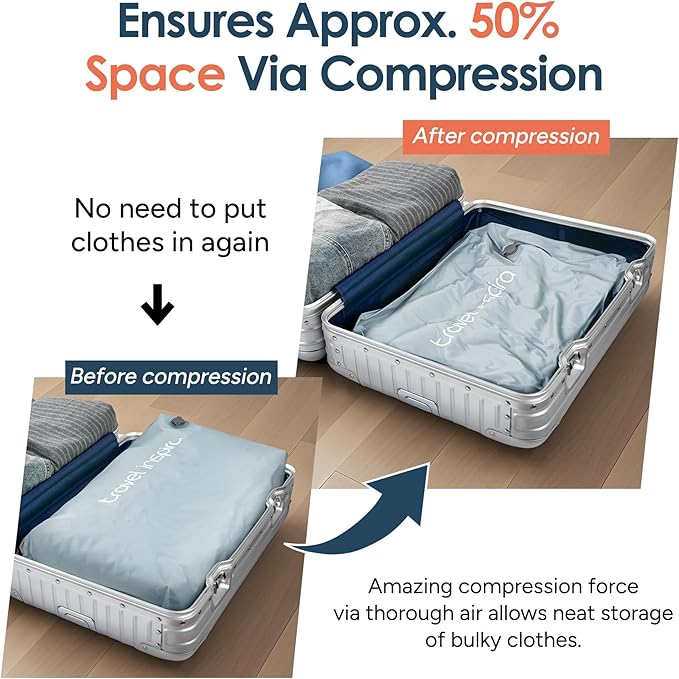 Gray Blue Vacuum Travel Bag with Wireless Electric Pump, 22L Packing Cube
