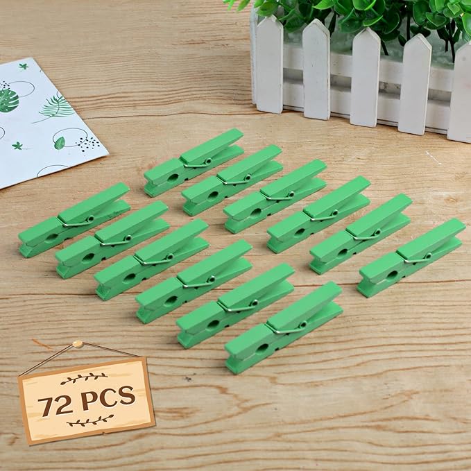 Phinus 72 Pcs Wooden Clothes Pins, 2.9 Inch Clothes Pins for Hanging Clothes, Pictures, Photos, Classroom, Crafts, Decoration, Clothespins Heavy Duty (Fruit Green)