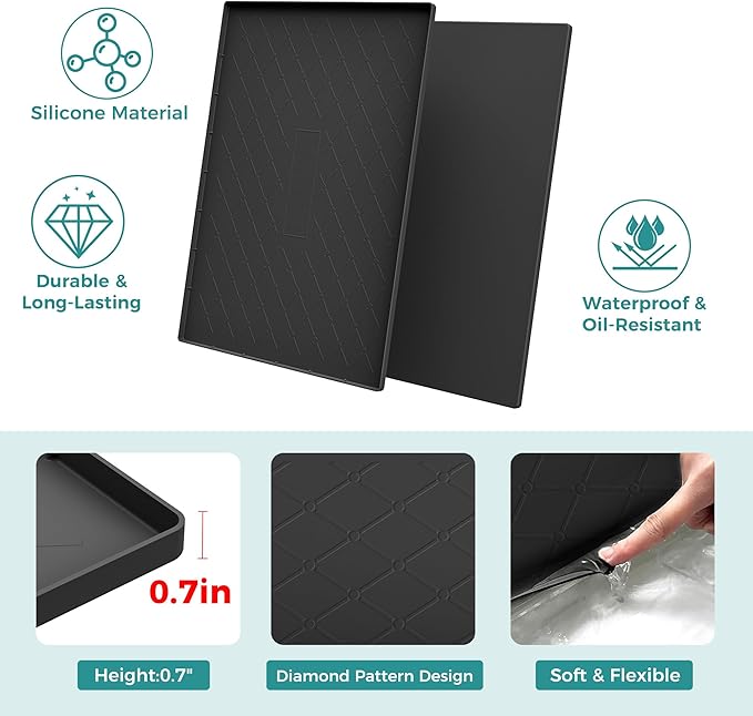 URMONA 22" x 22" Waterproof Silicone Mat in Multiple Sizes & Colors, Under Sink Mat for Kitchen & Bathroom, Pet Food Pad for Dogs & Cats, Kitchen Cabinet Liner, Multi-Purpose for Storage(Khaki)