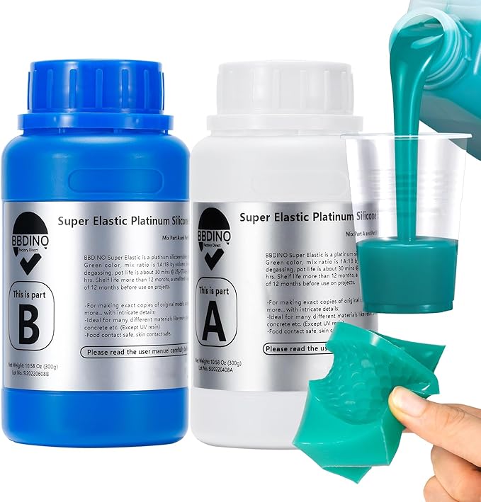 BBDINO Super Elastic Silicone Mold Making Kit 8A Clear 1 Gallon 8.8 lbs